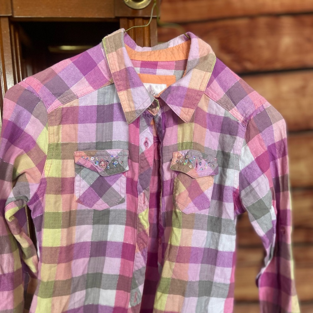 Girls Purple Plaid Flannel Size 12